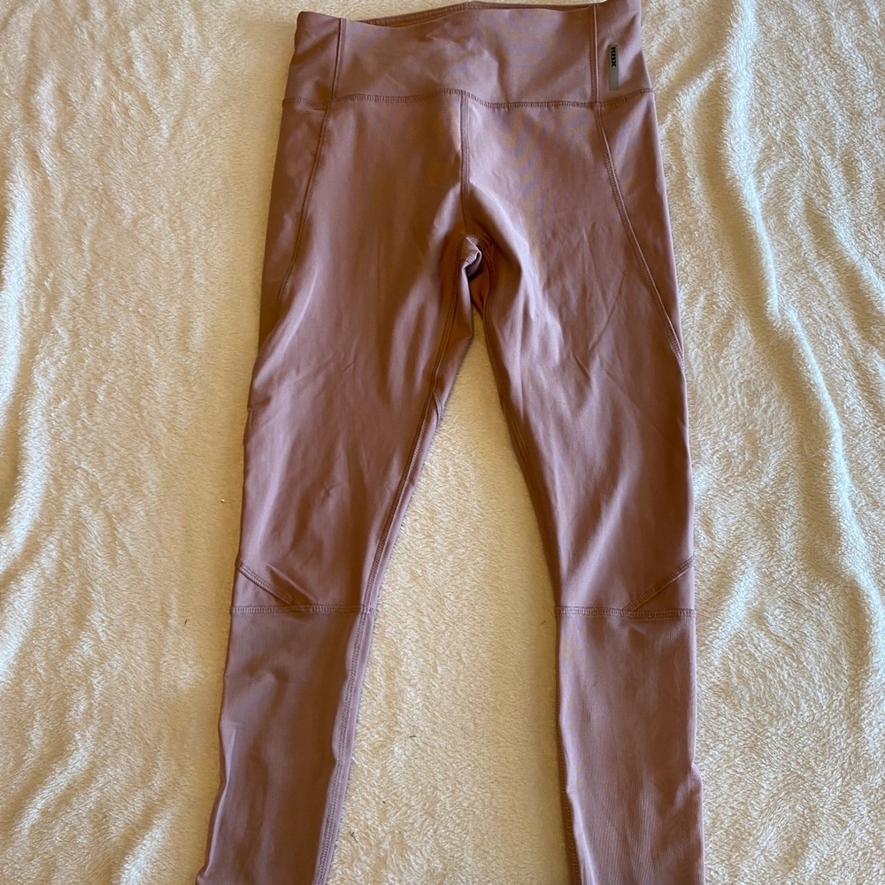 RBX Pale Pink 3/4 Leggings with Mesh Accents